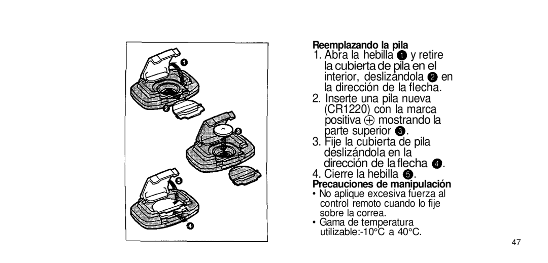 Olympus 80 manual Reemplazando la pila, Precauciones de manipulación 