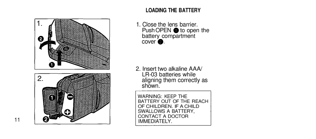 Olympus 80S manual Loading the Battery, Immediately 