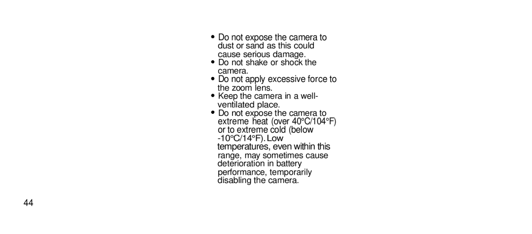 Olympus 80S manual Do not expose the camera to, Do not apply excessive force to, Temperatures, even within this 