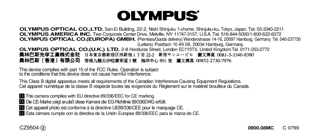 Olympus 80S manual CZ9504 