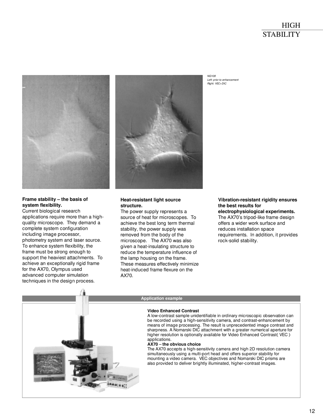 Olympus AX70 manual High Stability, Frame stability the basis of system flexibility, Heat-resistant light source structure 