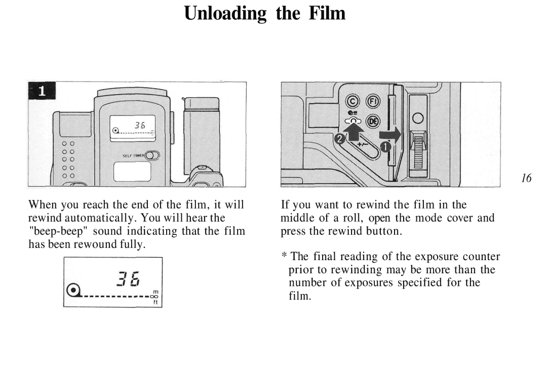 Olympus AZ-4 Zoom manual Unloading the Film 