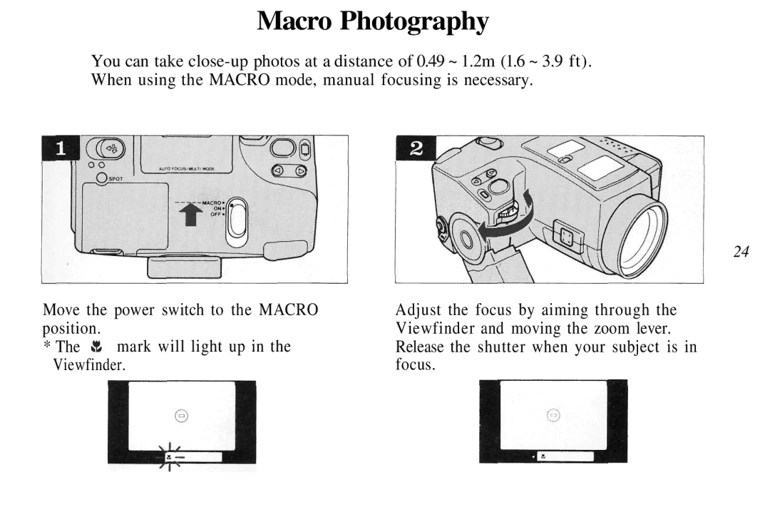 Olympus AZ-4 Zoom manual Macro Photography 