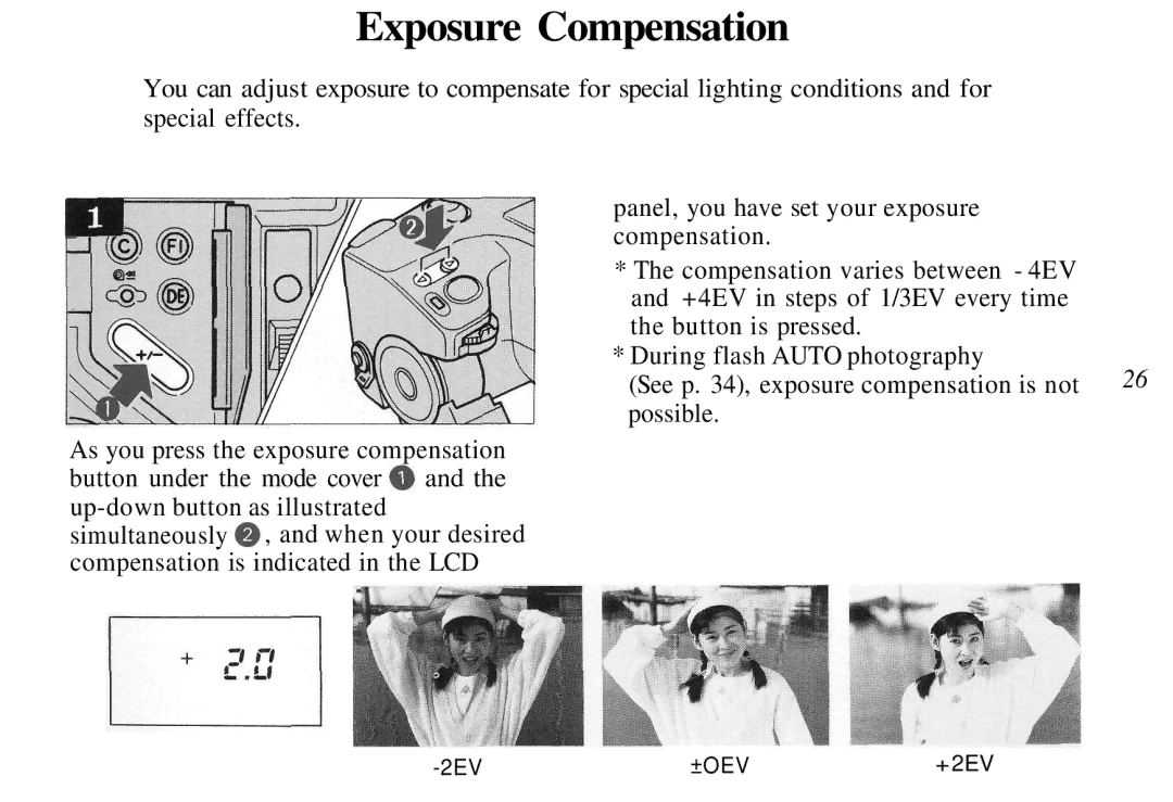 Olympus AZ-4 Zoom manual Exposure Compensation 