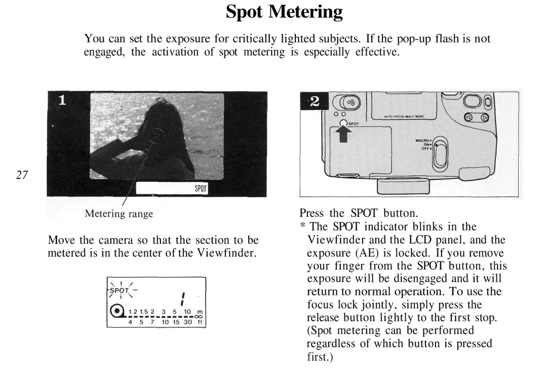 Olympus AZ-4 Zoom manual Spot Metering 