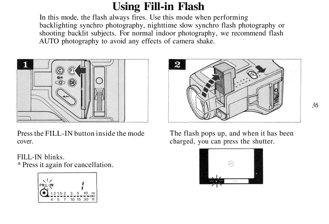 Olympus AZ-4 Zoom manual Using Fill-in Flash 