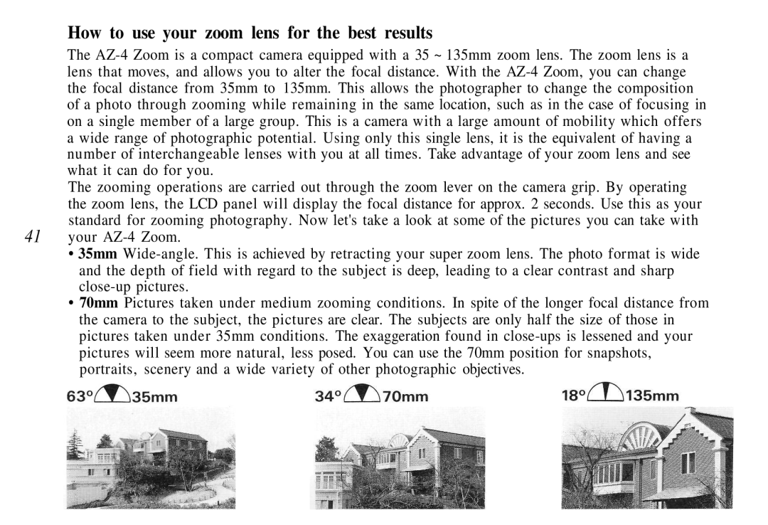 Olympus AZ-4 Zoom manual How to use your zoom lens for the best results 