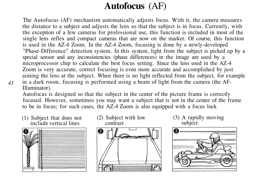 Olympus AZ-4 Zoom manual Autofocus AF 