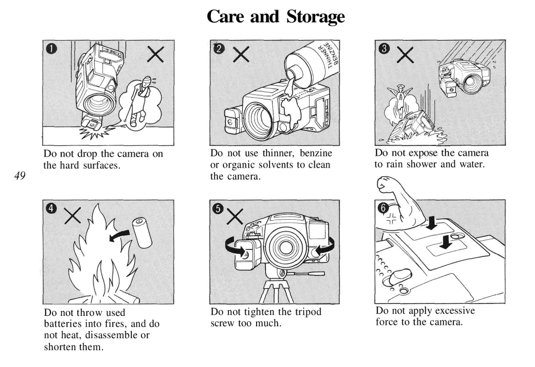 Olympus AZ-4 Zoom manual Care and Storage 