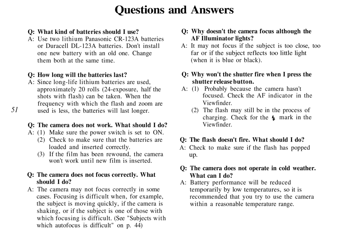 Olympus AZ-4 Zoom manual Questions and Answers, What kind of batteries should I use? 