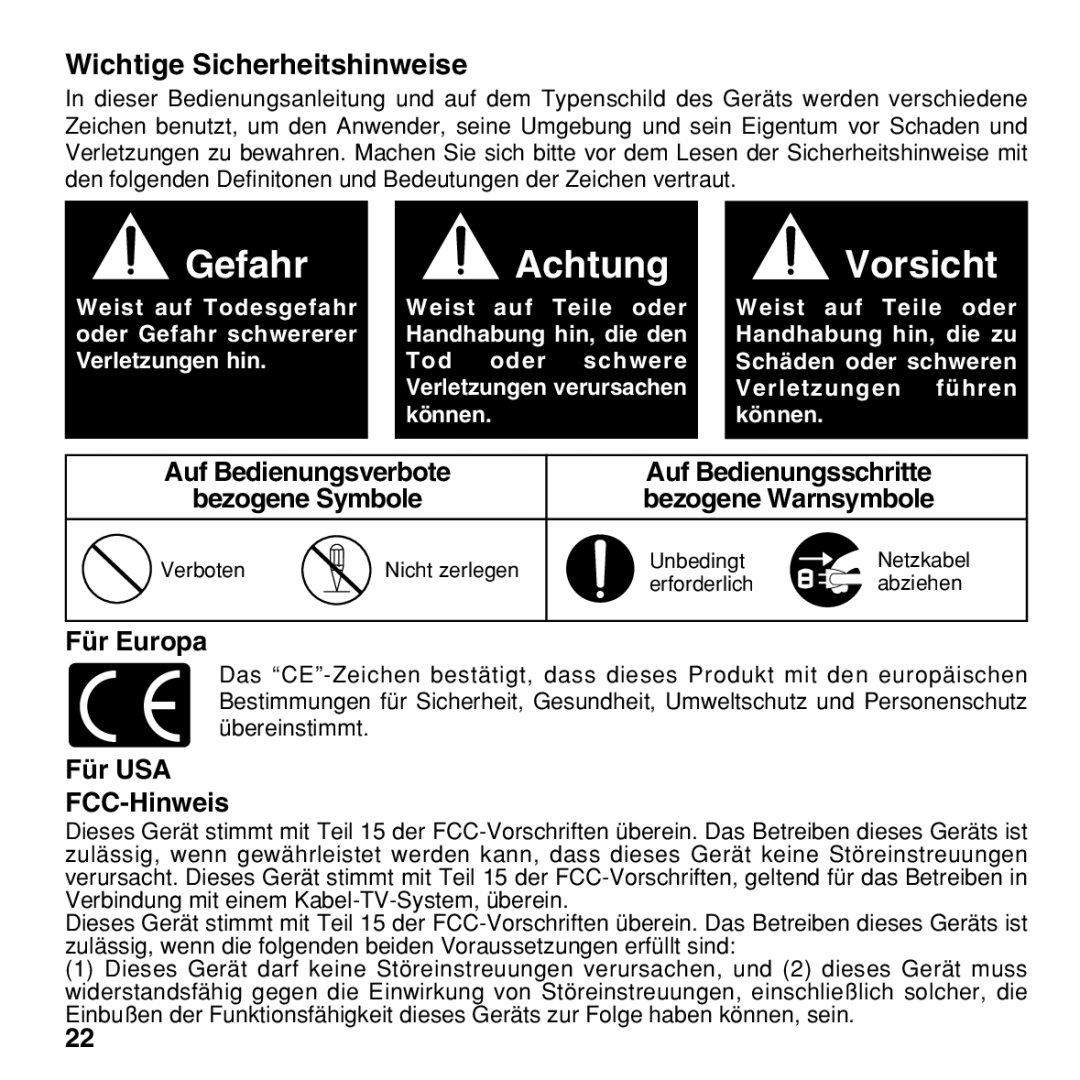 Olympus BU-200 Gefahr Achtung Vorsicht, Auf Bedienungsschritte, Bezogene Warnsymbole, Für Europa, Für USA FCC-Hinweis 