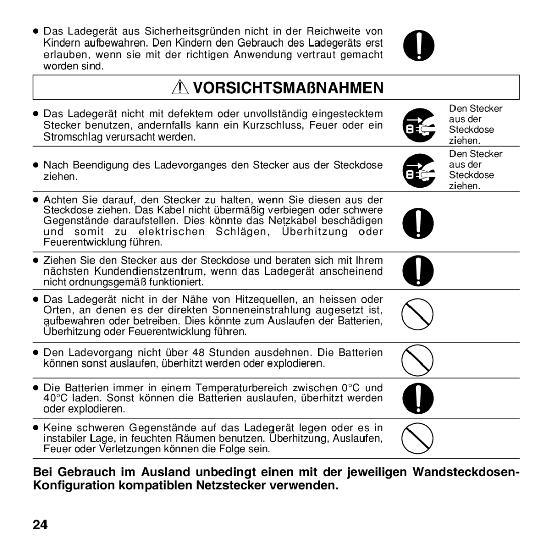 Olympus BU-200 instruction manual VORSICHTSMAßNAHMEN 