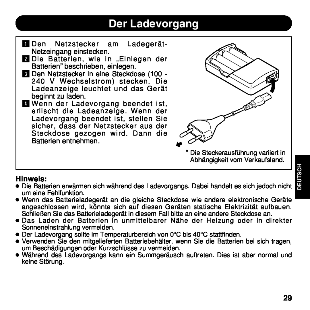 Olympus BU-200 instruction manual Der Ladevorgang, Hinweis 