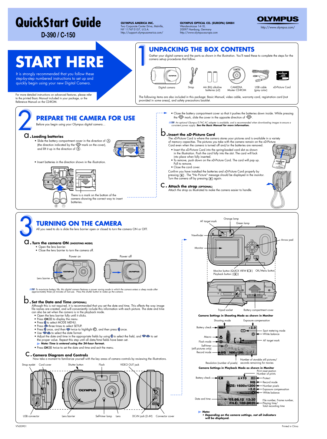 Olympus C-150 quick start Start Here, V3X1-CR 