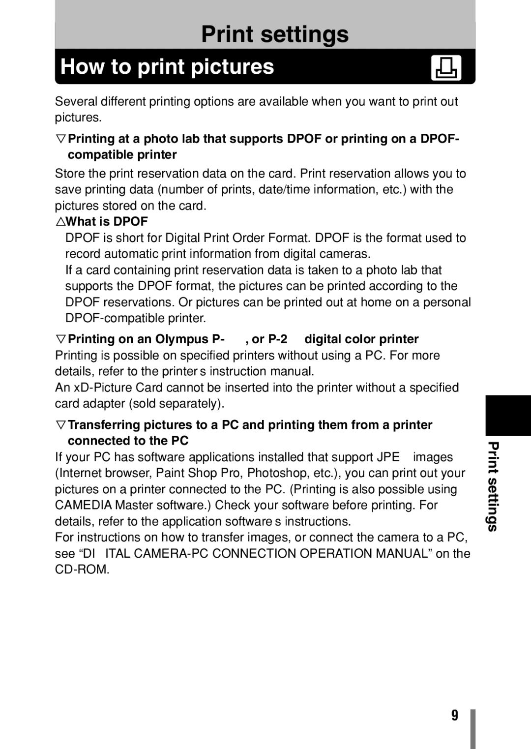 Olympus C-150 quick start How to print pictures, Print settings, What is DPOF? 