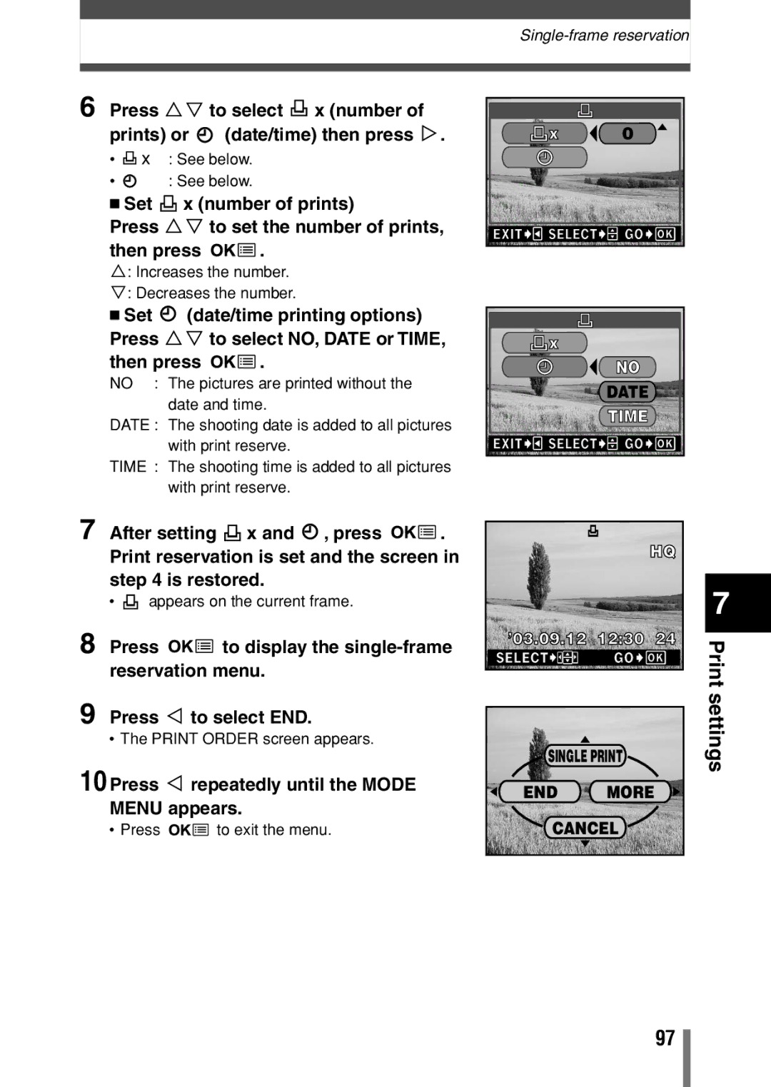 Olympus C-150 quick start 10Press É repeatedly until the Mode Menu appears, End 