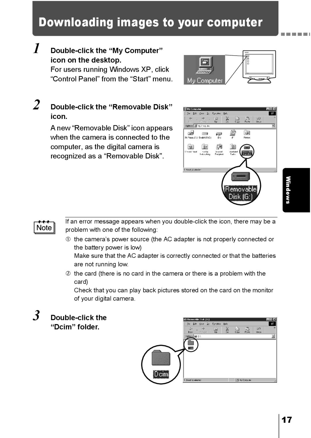 Olympus C-150 quick start Downloading images to your computer 