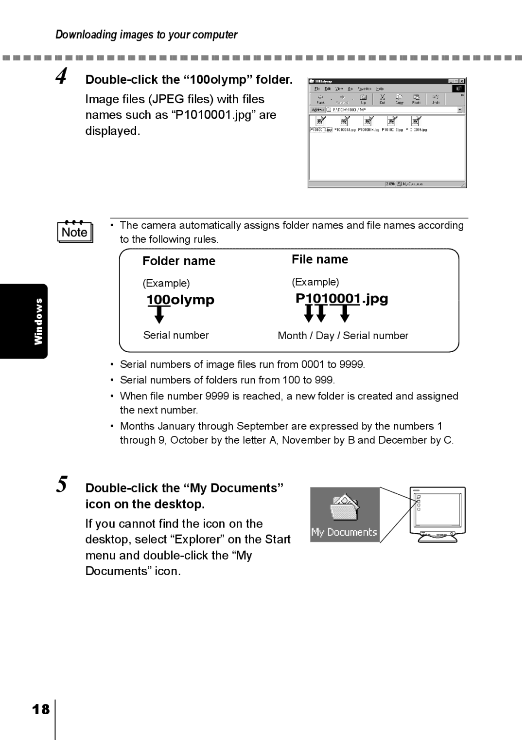 Olympus C-150 quick start Downloading images to your computer 