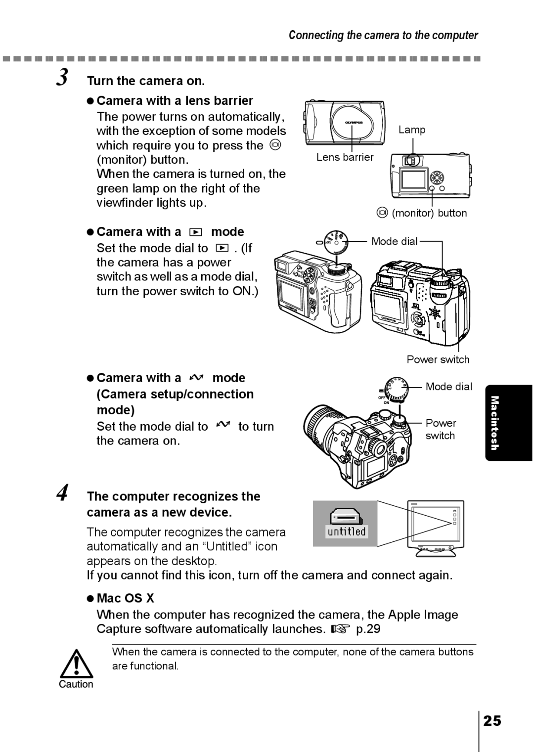 Olympus C-150 quick start Camera setup/connection 