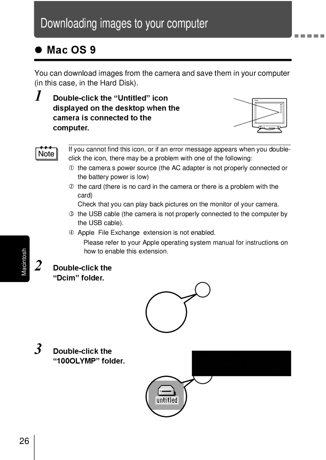 Olympus C-150 quick start Mac OS 