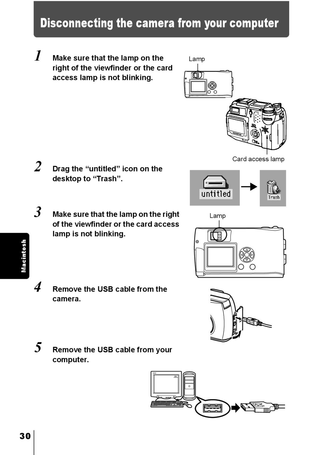 Olympus C-150 quick start Disconnecting the camera from your computer 