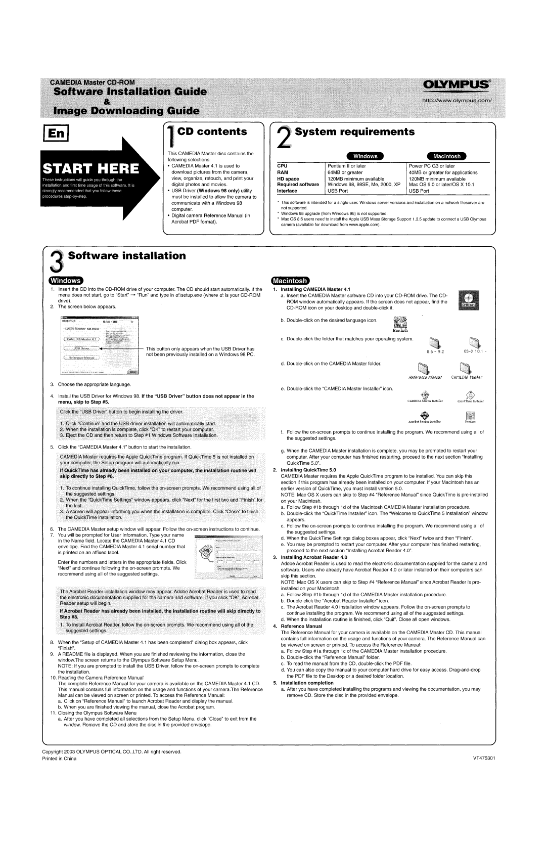 Olympus C-150 quick start 