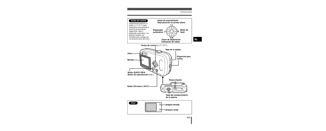 Olympus C-160 manual 111, Teclas de control 