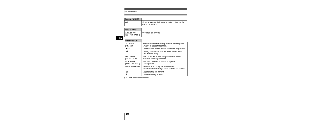 Olympus C-160 manual 124, Visual Imag, NOM Fichero 