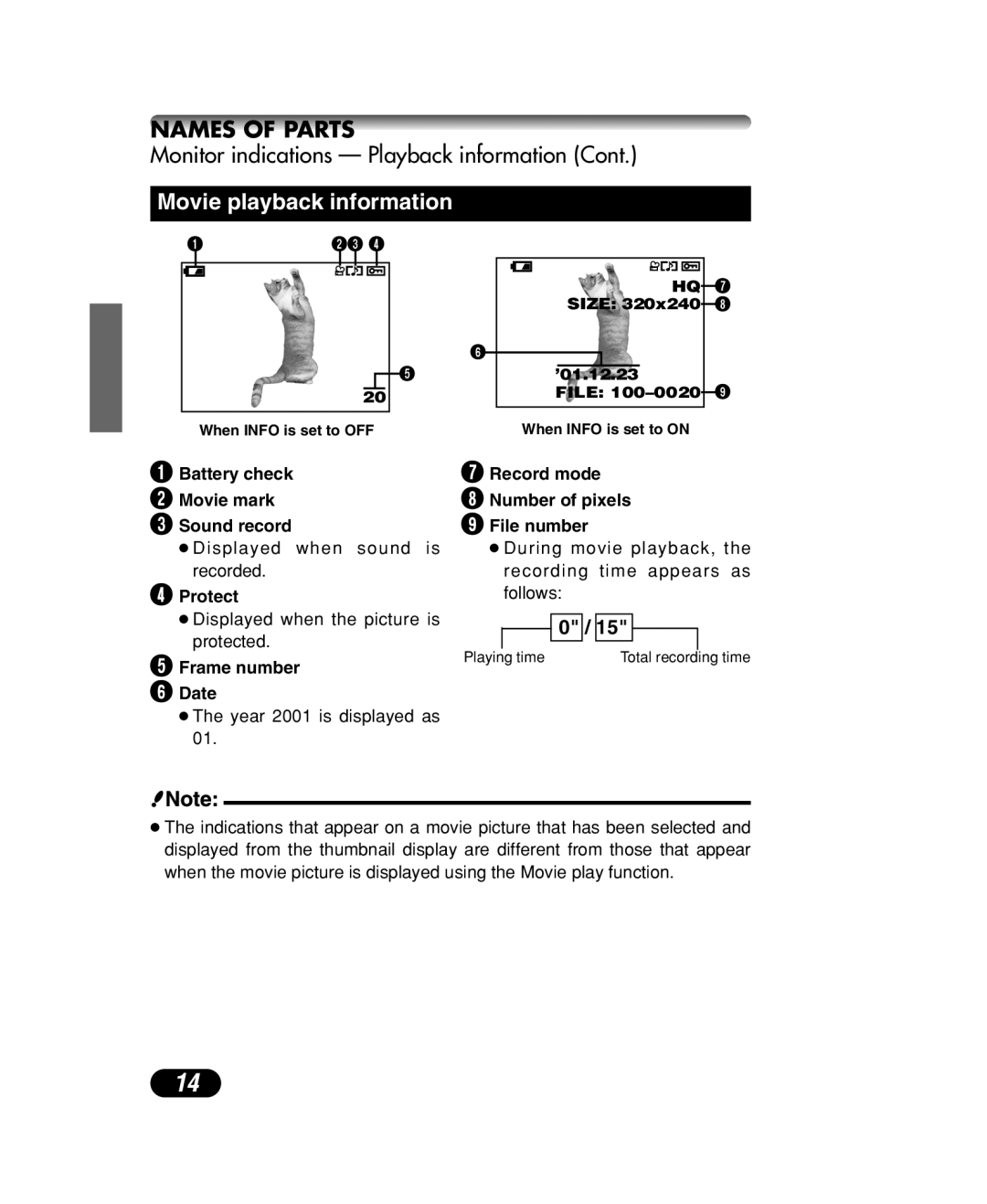 Olympus C-40 ZOOM manual Battery check Movie mark Sound record, Protect, Record mode Number of pixels File number 