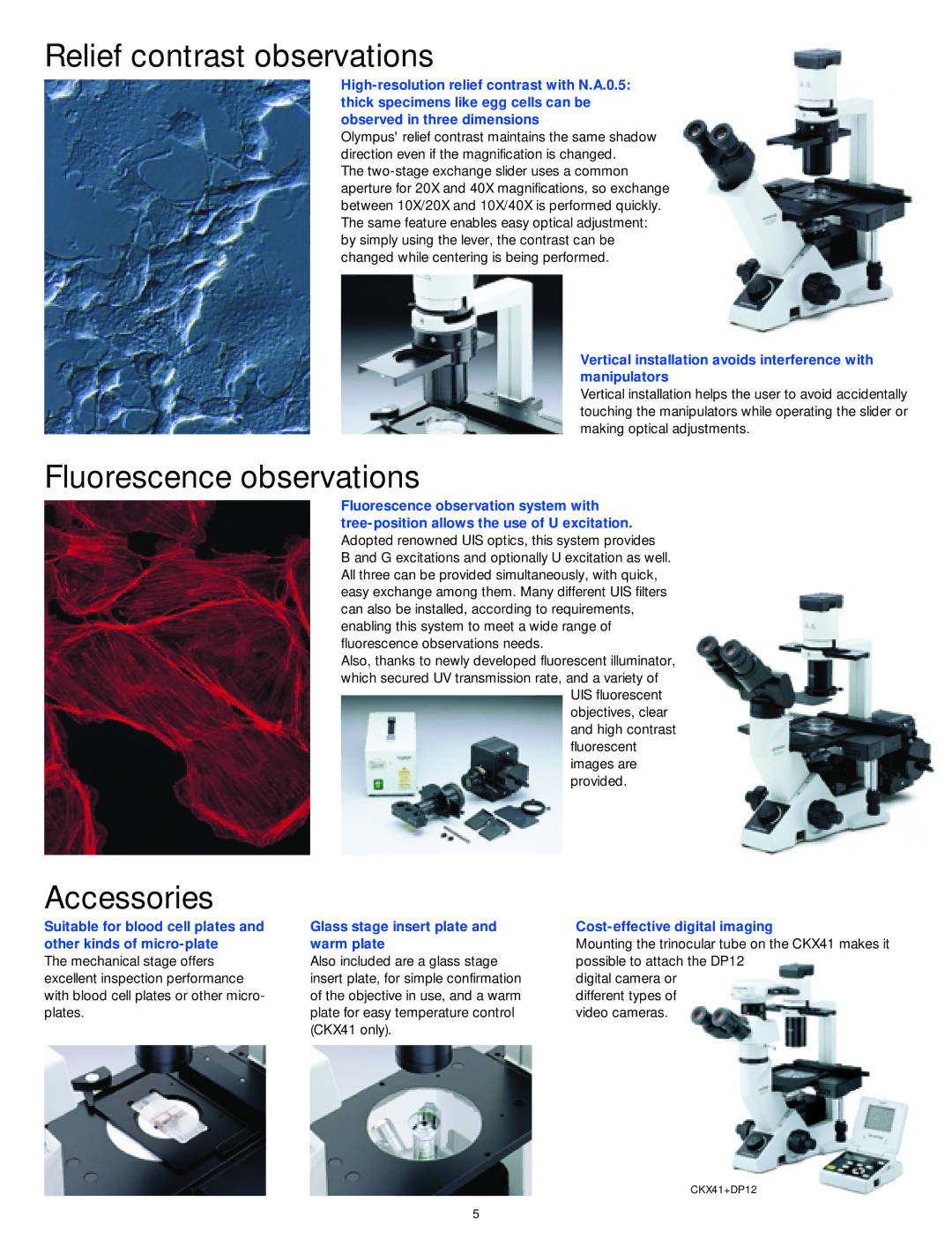 Olympus CKX41 manual Relief contrast observations, Vertical installation avoids interference with manipulators 