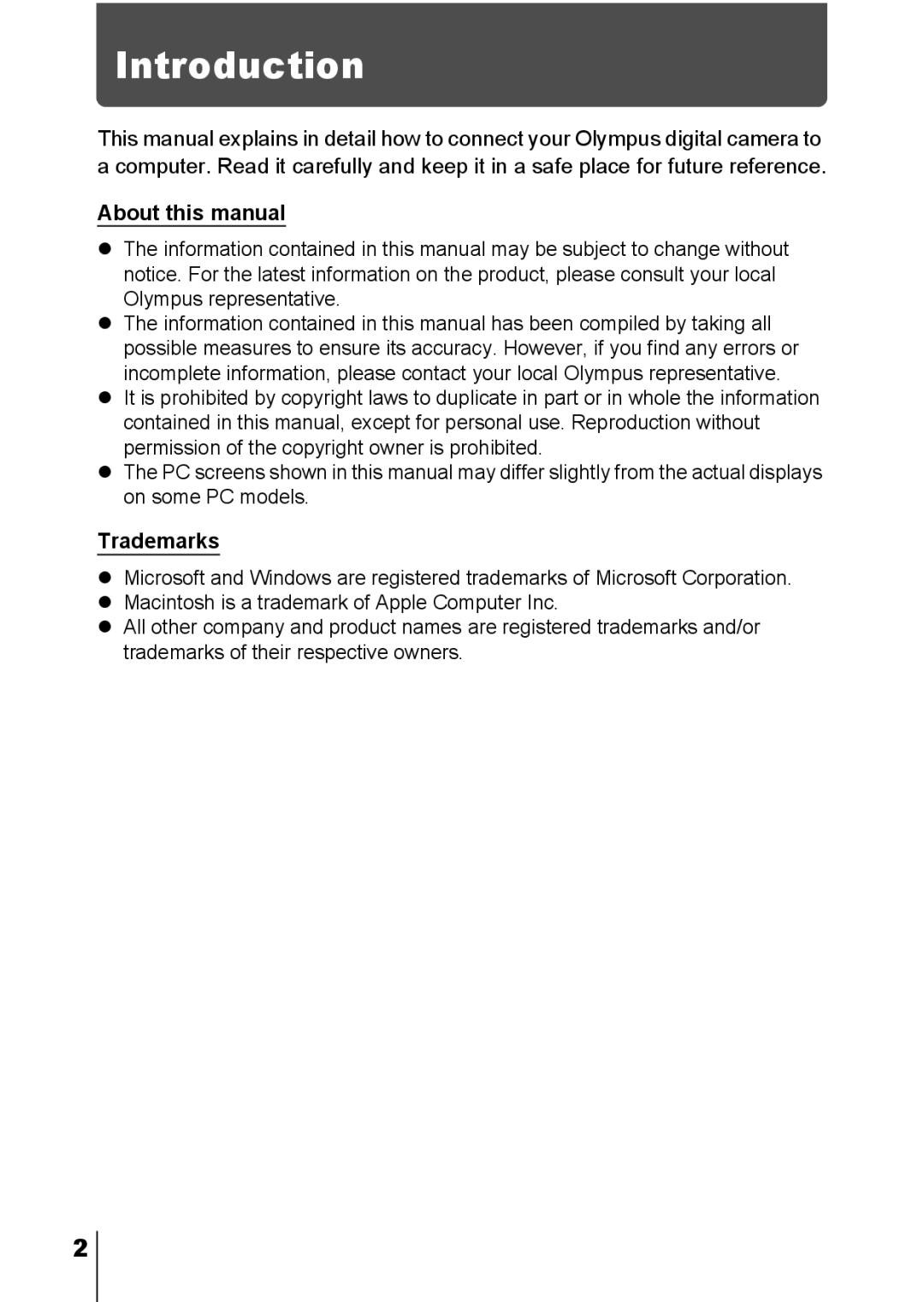 Olympus D390, D-390, C-150 operation manual Introduction 