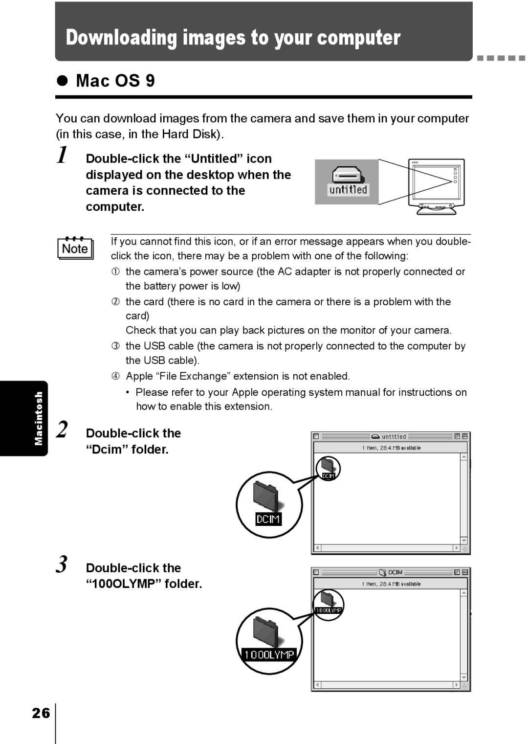 Olympus D390, D-390, C-150 operation manual Mac OS 