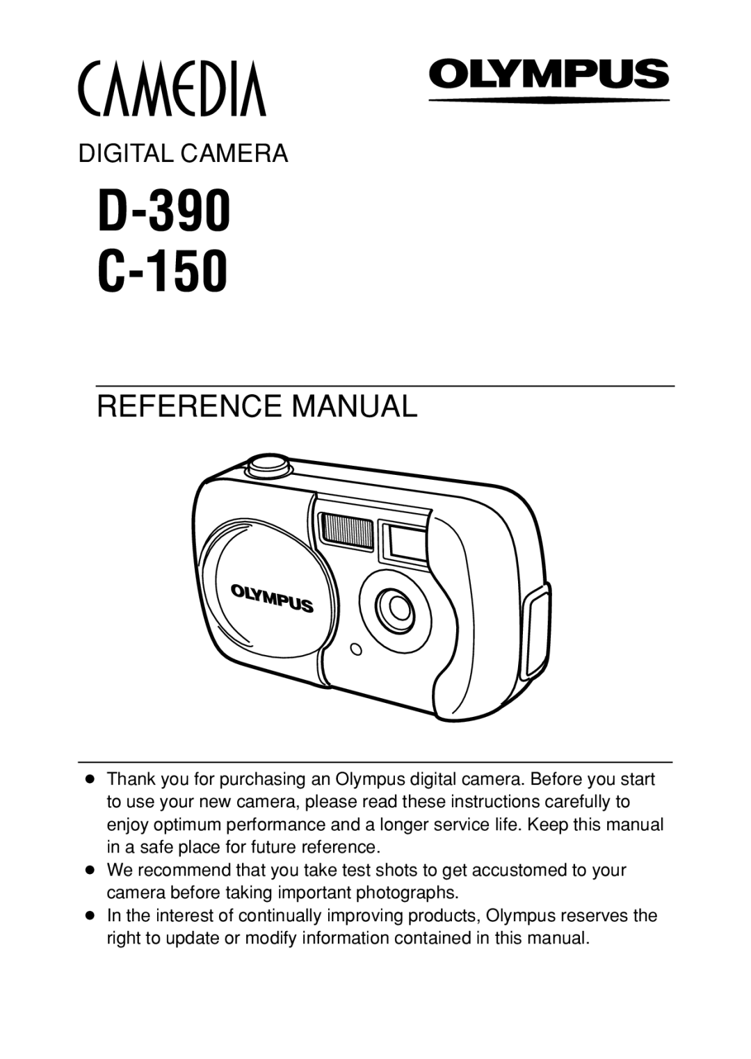 Olympus C-150, D-390, D390 operation manual 390 150 