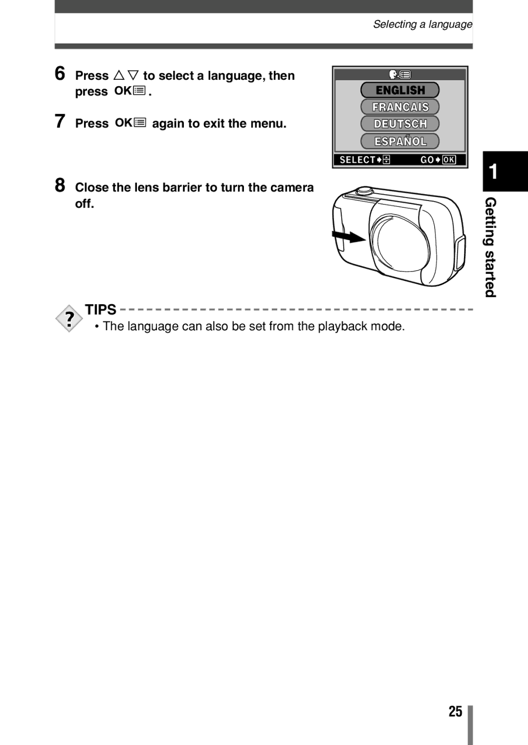 Olympus C-150, D-390, D390 operation manual English Francais Deutsch Español 