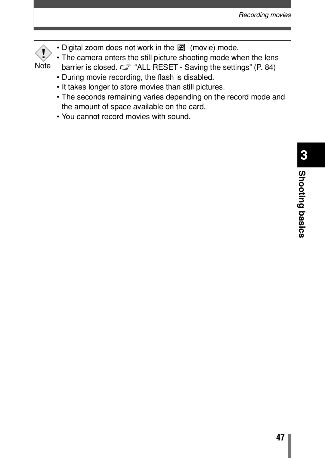 Olympus D-390, D390, C-150 operation manual Recording movies 