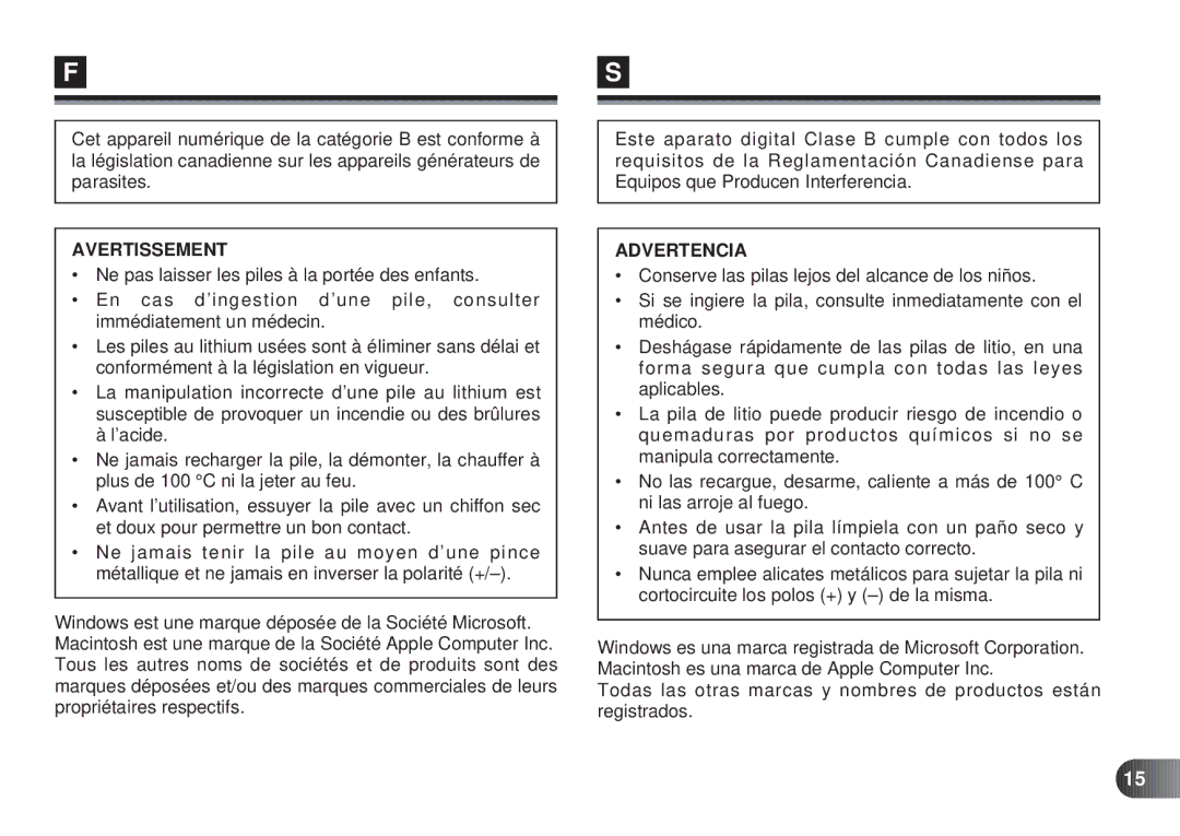 Olympus D-450 manual Avertissement 