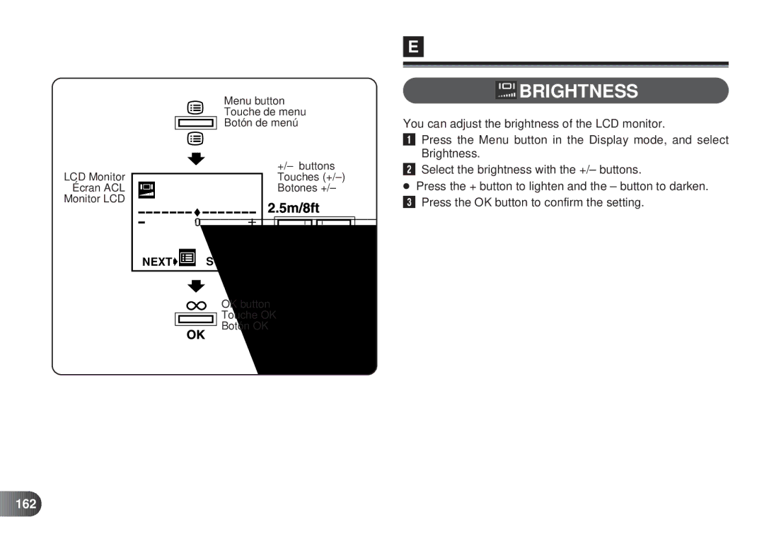 Olympus D-450 manual Brightness, 162 