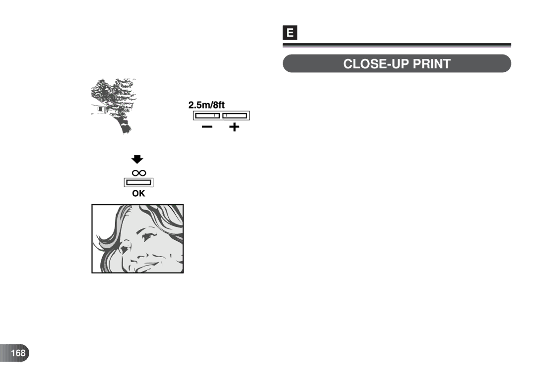 Olympus D-450 manual CLOSE-UP Print, 168 