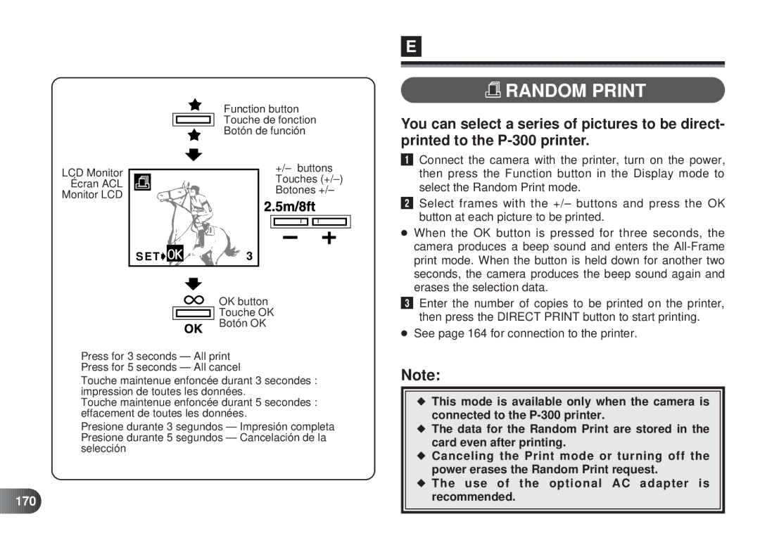 Olympus D-450 manual Random Print, 170 