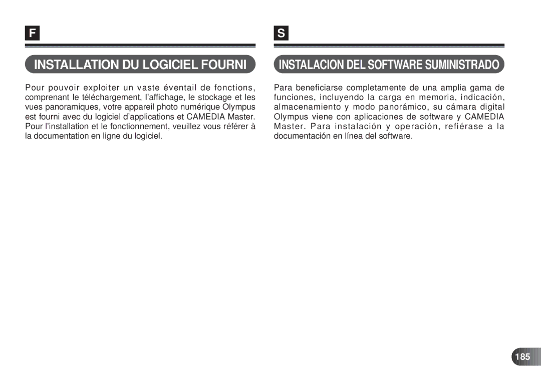 Olympus D-450 manual Installation DU Logiciel Fourni, 185 