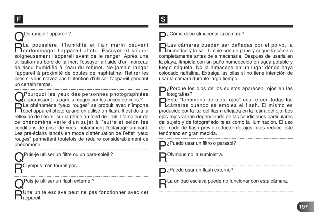 Olympus D-450 manual QOù ranger l’appareil ?, Un certain temps, 197 