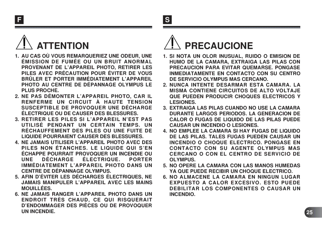 Olympus D-450 manual Precaucione 