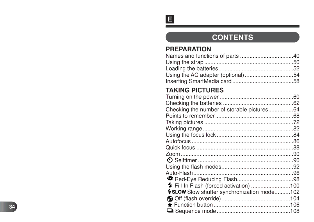 Olympus D-450 manual Contents 