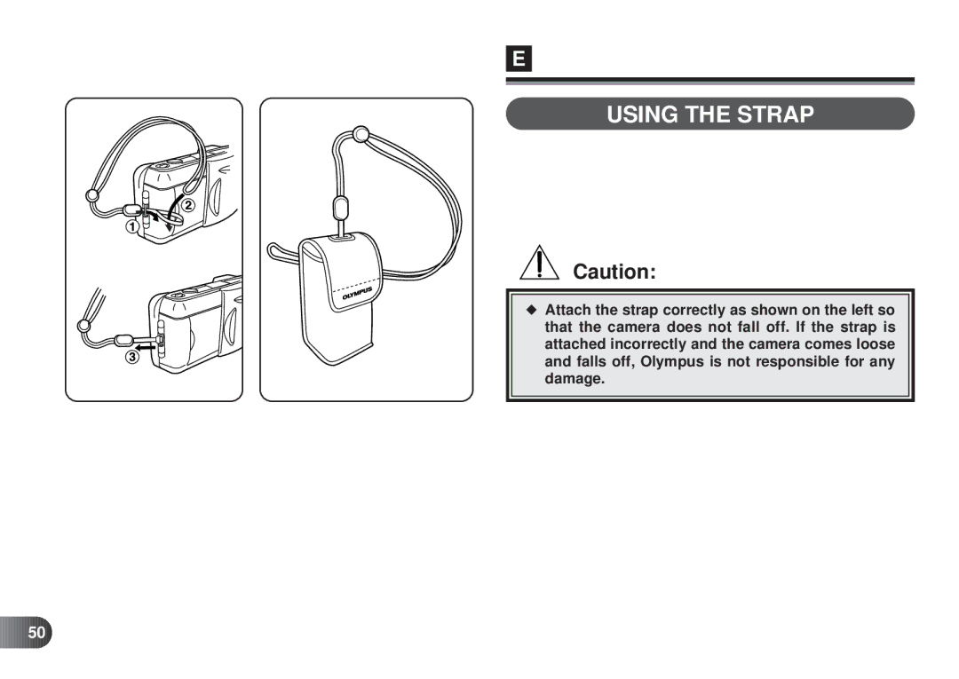 Olympus D-450 manual Using the Strap 