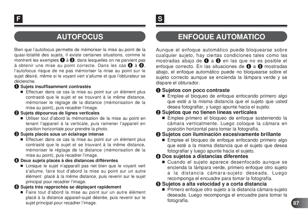 Olympus D-450 manual Autofocus Enfoque Automatico, Fotografía 