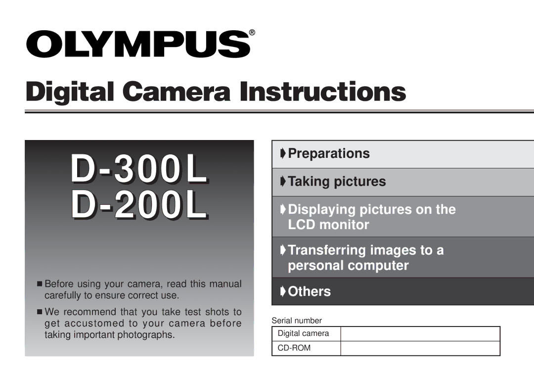 Olympus D-300L, D200-L manual 300L 200L 