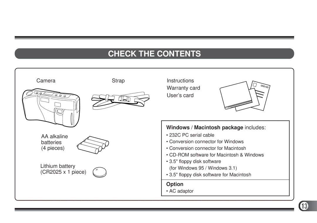 Olympus D-300L, D200-L manual Check the Contents 