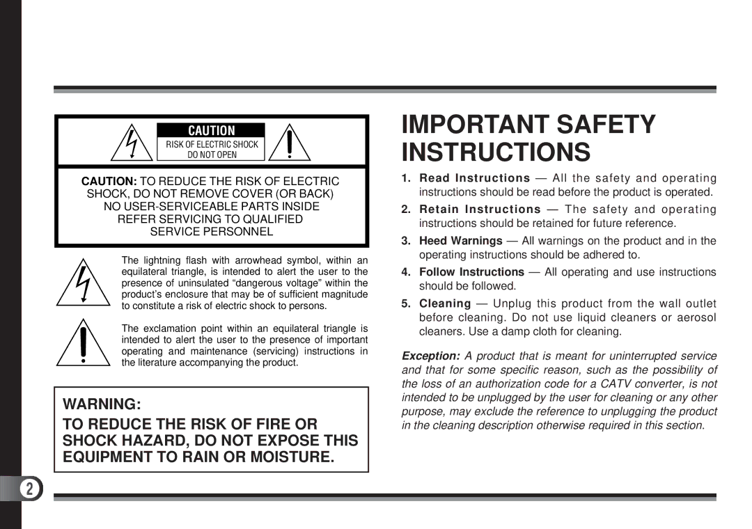 Olympus D200-L, D-300L manual Important Safety Instructions 