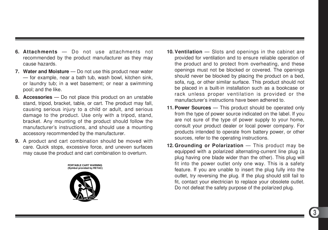 Olympus D-300L, D200-L manual Portable Cart Warning Symbol provided by Retac 