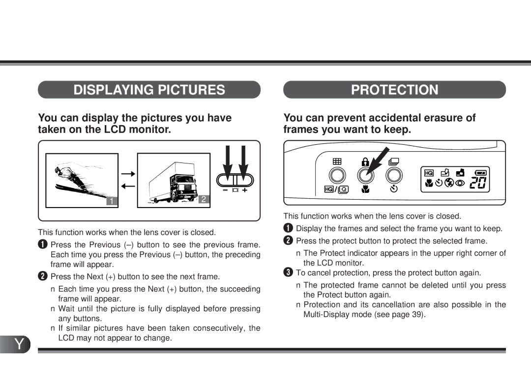 Olympus D200-L, D-300L manual Displaying Pictures, Protection 